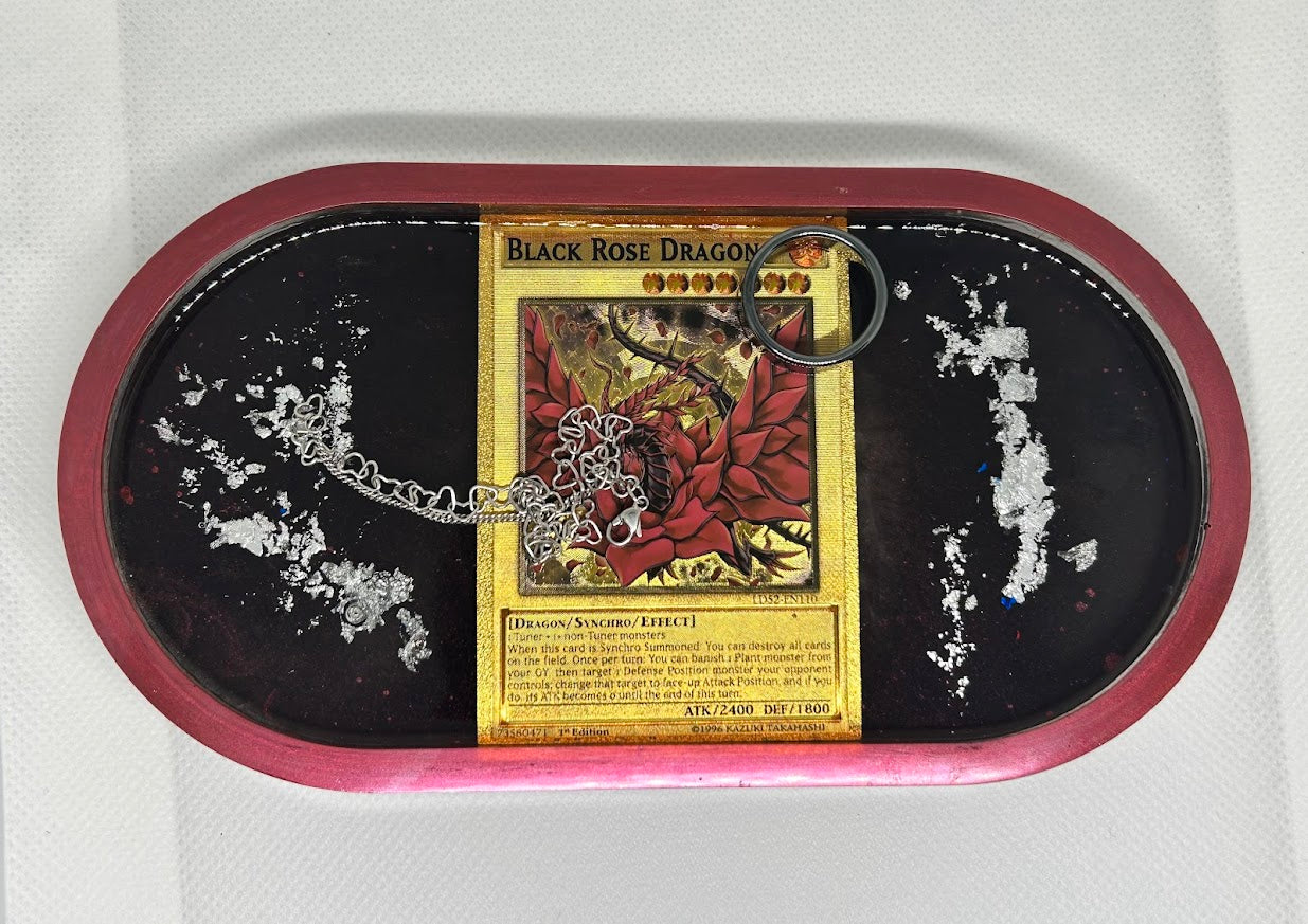 Black Rose Dragon Gold Tray